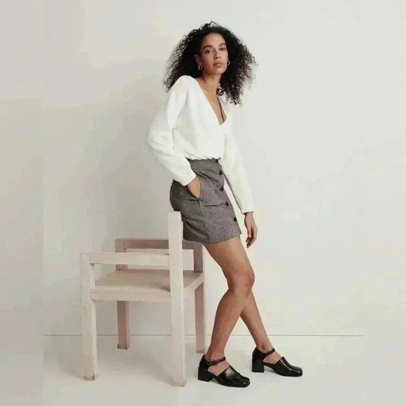 MADEWELL Texture & Thread Women’s Small Plus Ottoman Cream White Knit Wrap Top - Picture 2 of 10